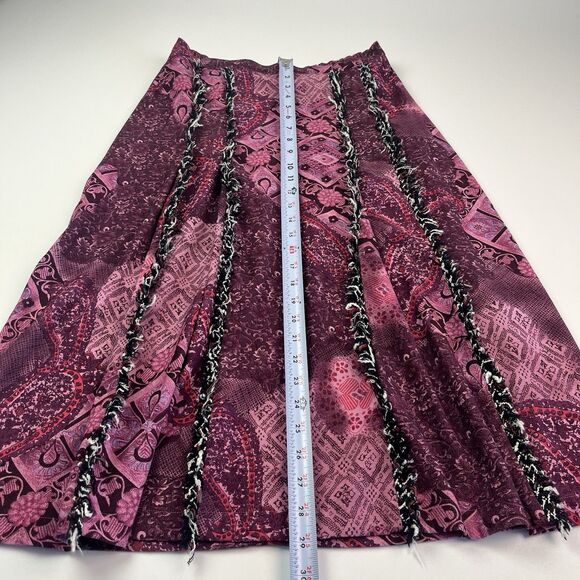 Vintage Paisley Fringe Midi Skirt 6 8 Boho Fairy Grunge Whimsigoth Western Y2K - Picture 6 of 9
